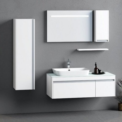 Boy Dolaplı Beyaz Banyo Dolabı