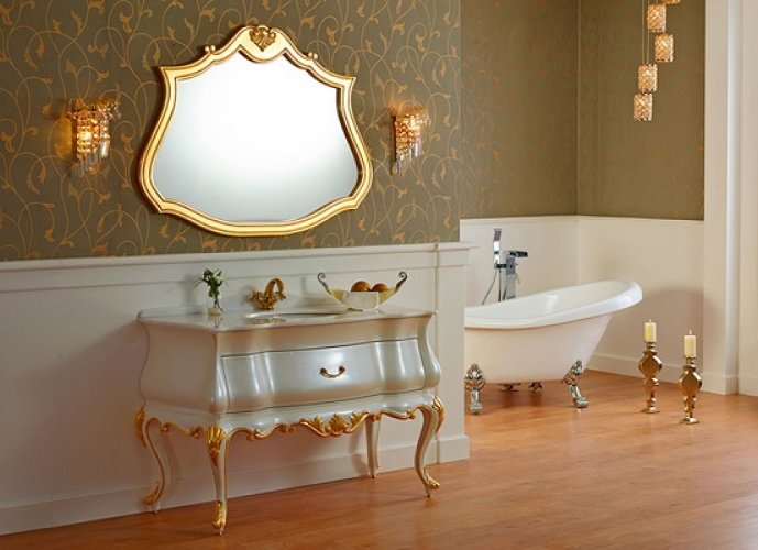 Klasik Kantri Varaklı Banyo Dolabı